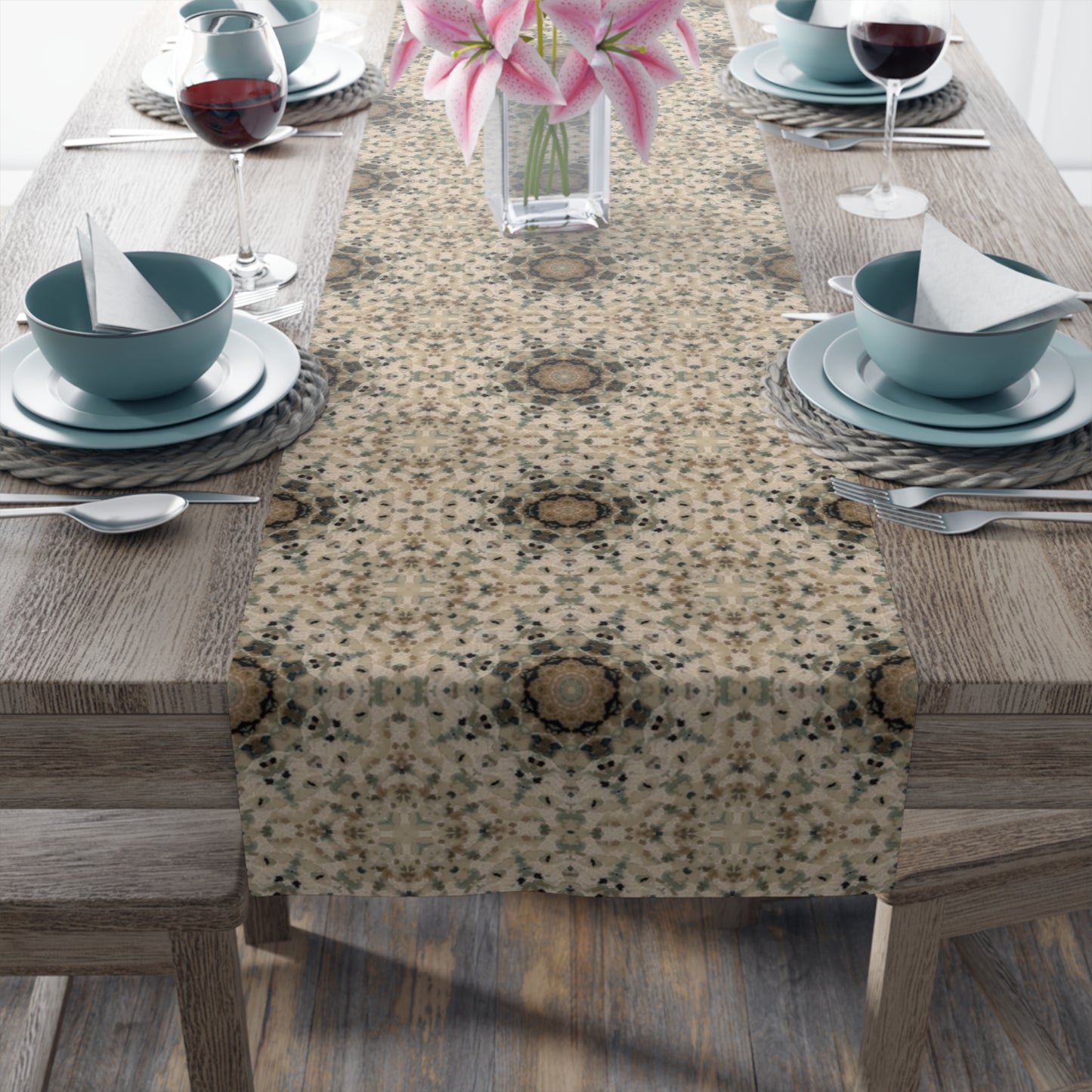 Desert Suns Table Runner – Boho Cotton Dining Decor, Southwestern Sunburst Centerpiece