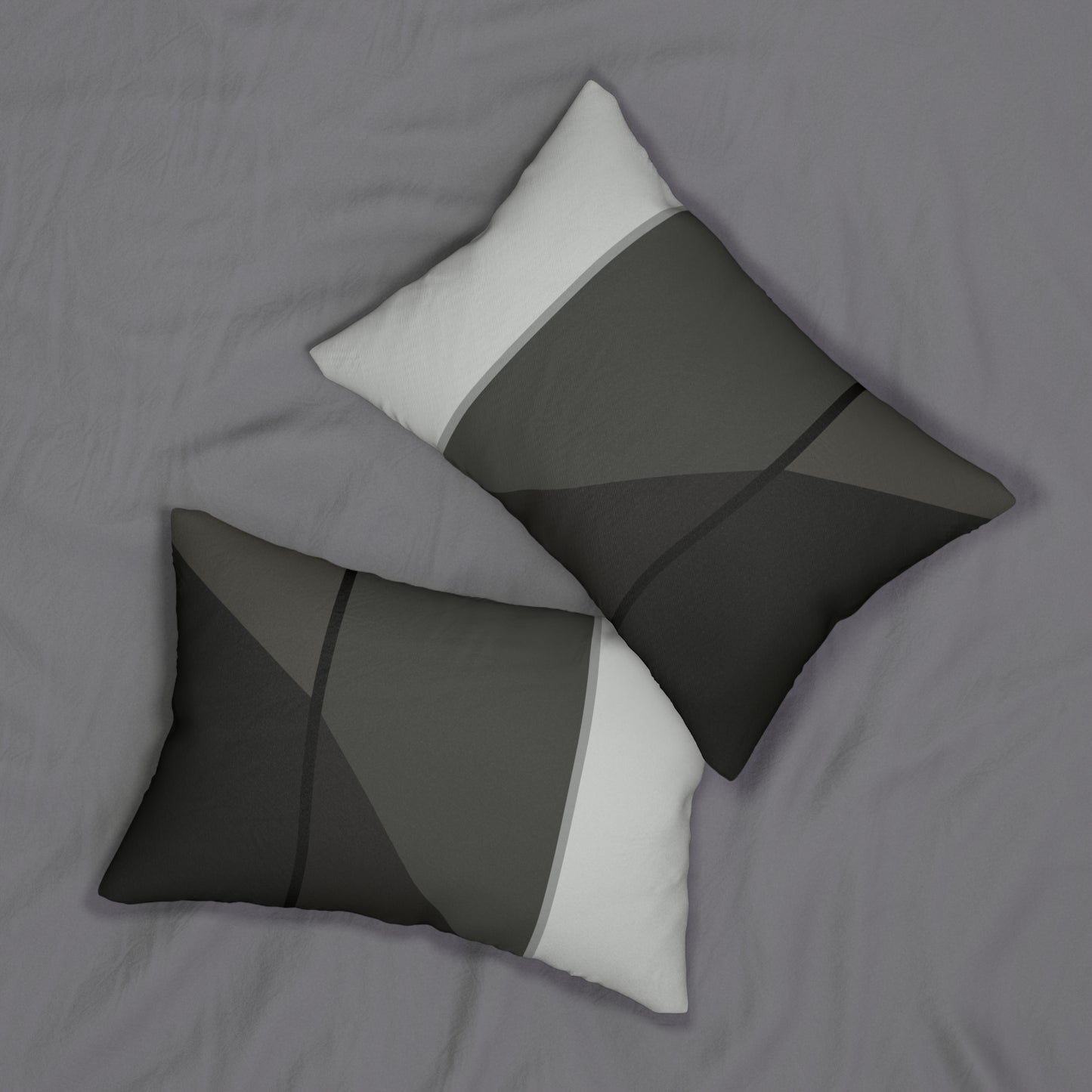 Monochrome Abstract Lumbar Pillow – Minimalist Black, Gray, and White Accent Cushion for Modern or Neutral Home Decor