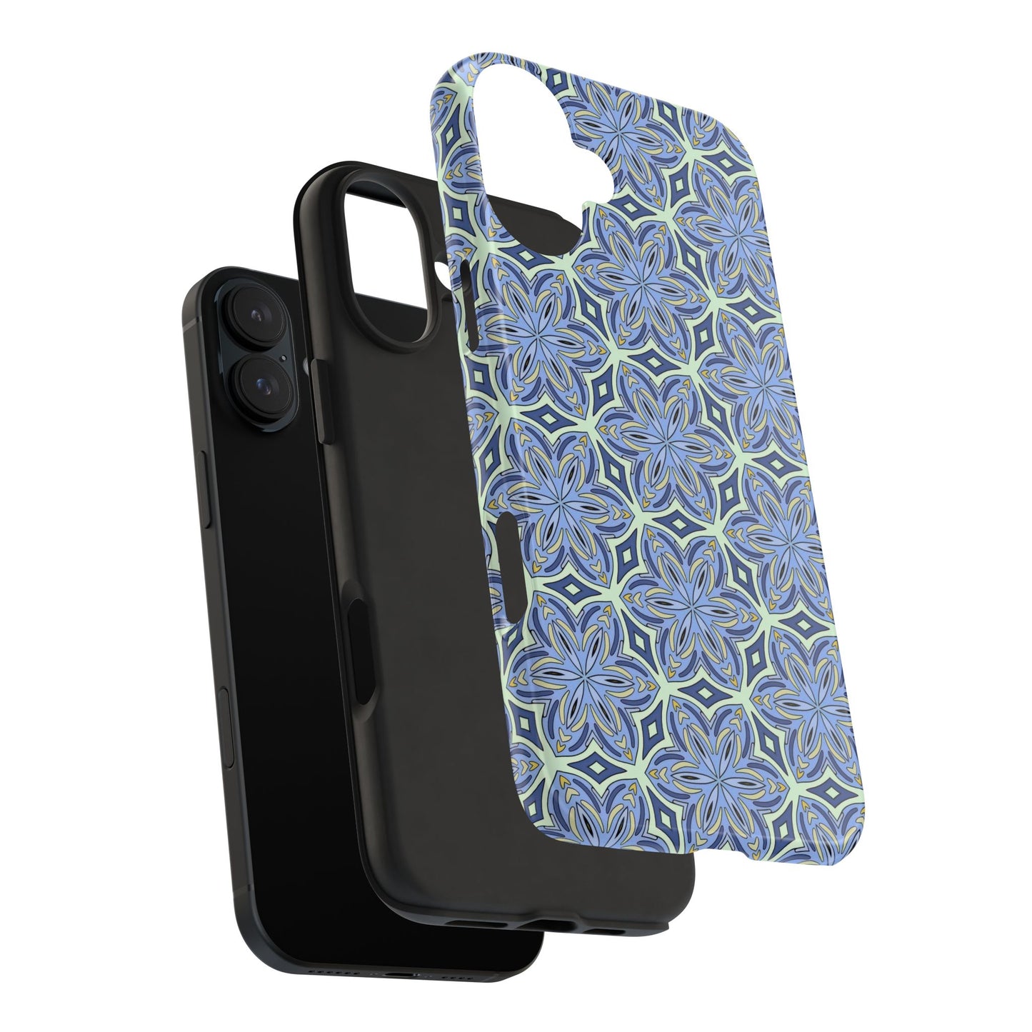 Pale Cornflower Blue and Yellow Phone Case – Geometric Floral Protective Cover for iPhone & Android Models