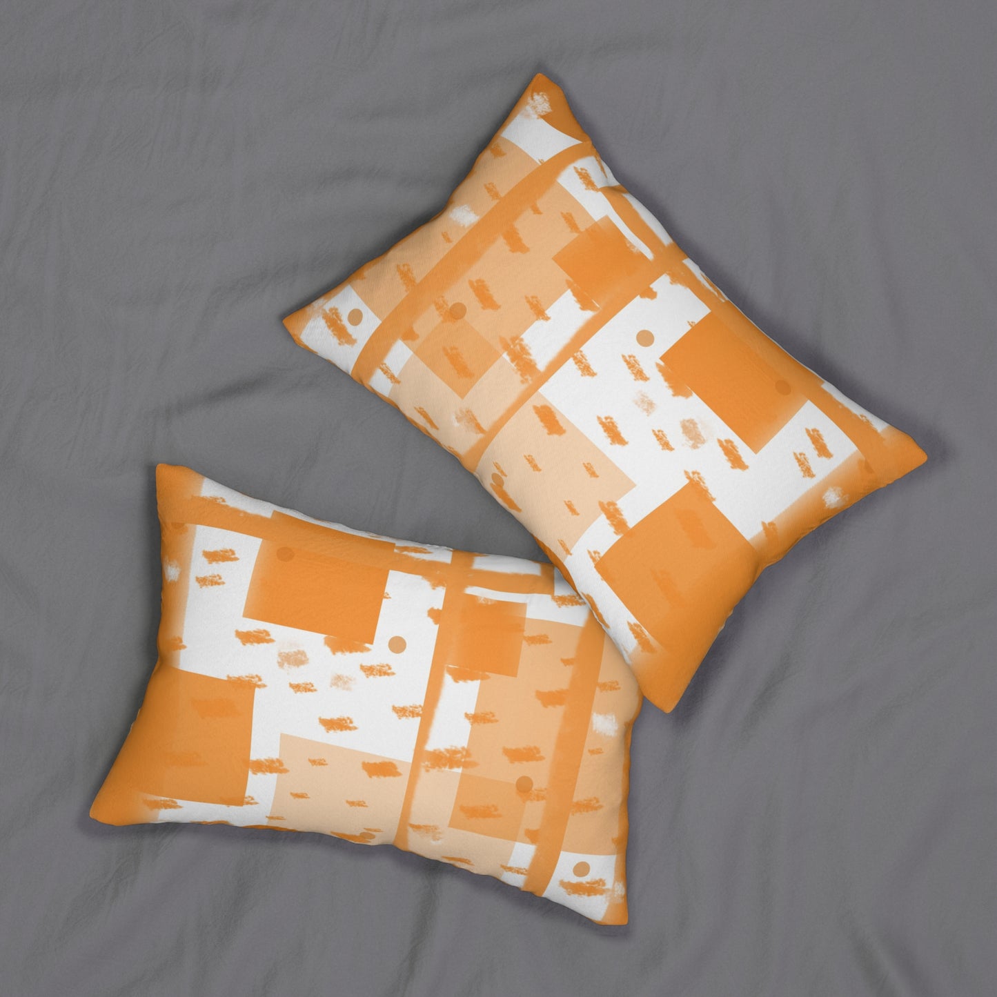 Abstract Orange Brushstroke Lumbar Pillow – Modern Artistic Throw Cushion with Painterly Geometric Design