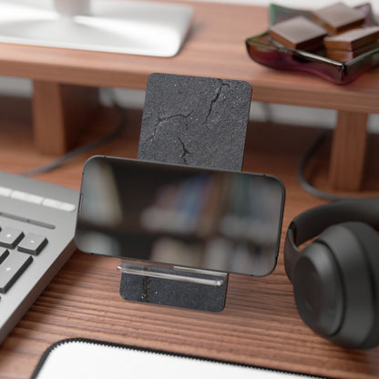 Orange Leaf Against Black Concrete Phone Stand – Minimalist Nature Photography Phone Holder