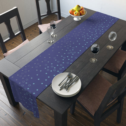 Blue Starfall Table Runner – Celestial Night Sky Decor, Blue Star Table Accent for Dining or Events