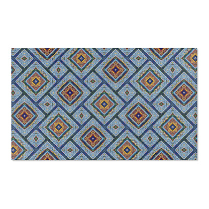 Blue Fusion Tiling Area Rug – Blue Geometric Home Decor, Modern Tile Pattern, Diamond Design Accent Rug