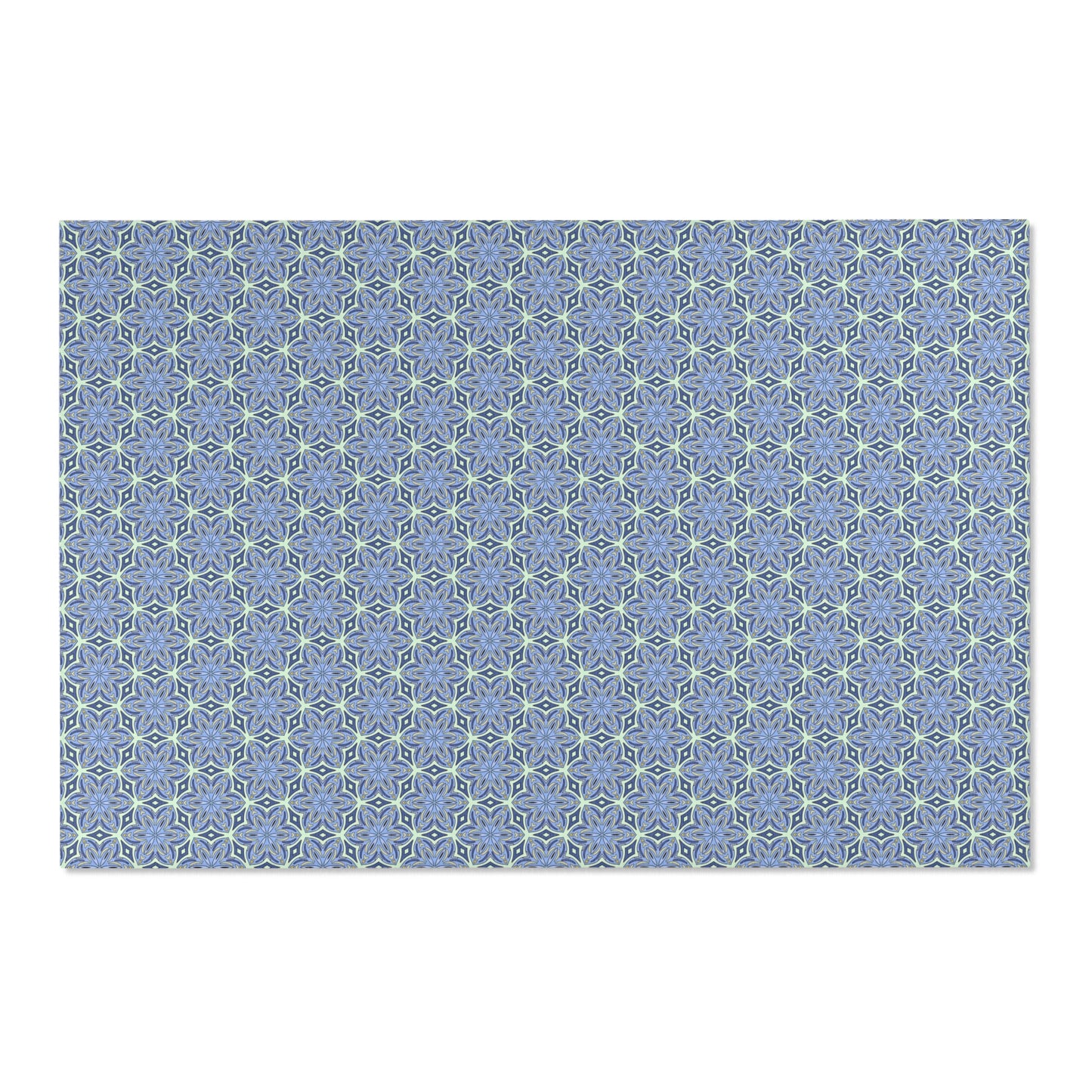 Pale Cornflower Blue and Yellow Area Rug – Geometric Modern Floor Decor for Living Rooms and Bedrooms