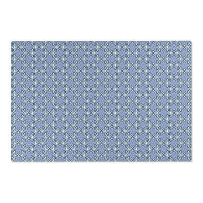 Pale Cornflower Blue and Yellow Area Rug – Geometric Modern Floor Decor for Living Rooms and Bedrooms