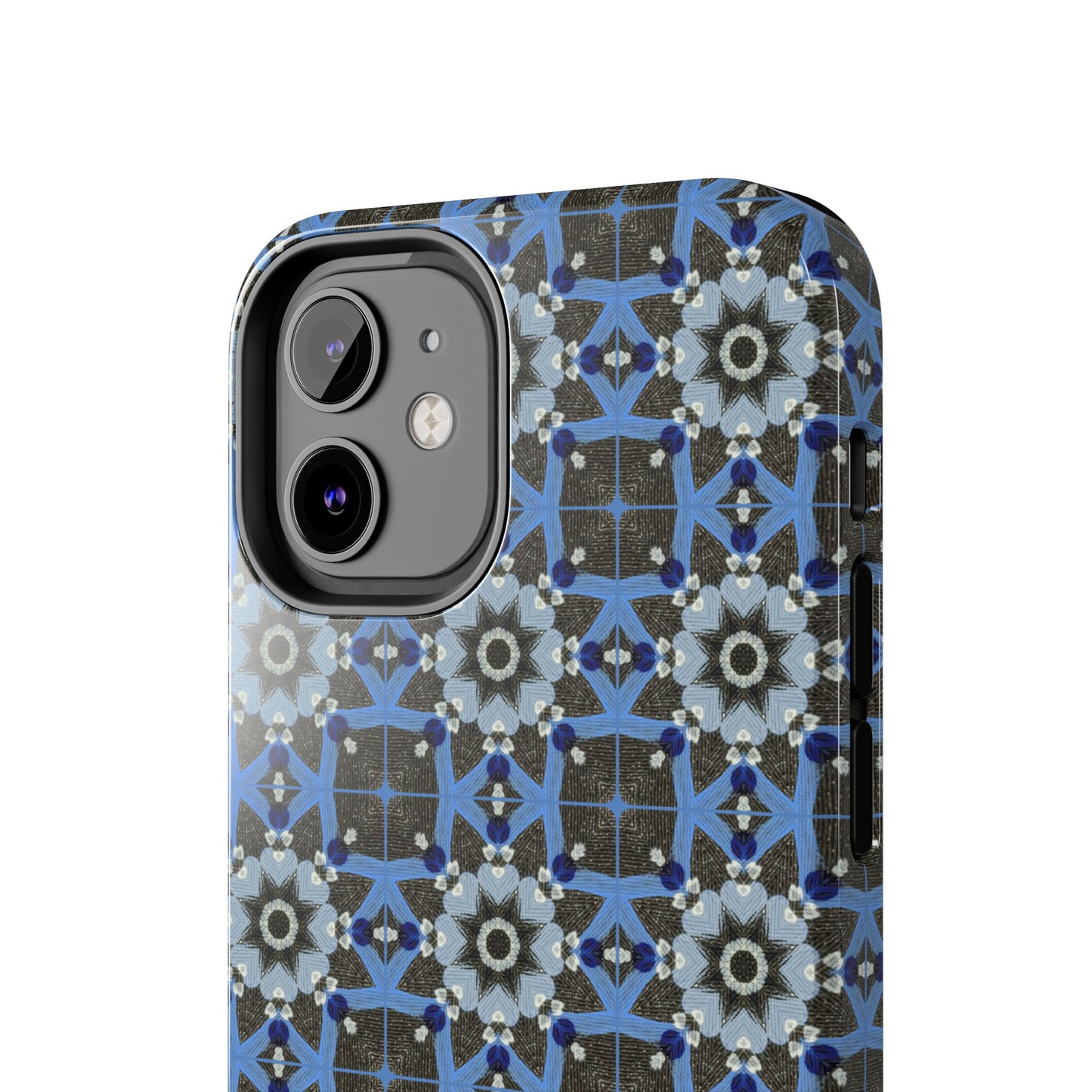 Blue Quilt Pattern Phone Case – Geometric Floral Protective Cover for iPhone & Android Models