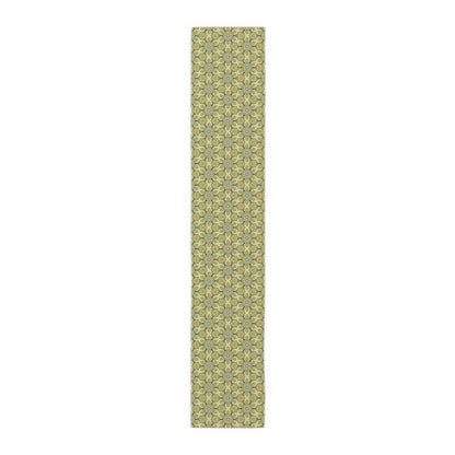 Retro Yellow Flowers Table Runner – Geometric Floral Dining Room & Kitchen Decor