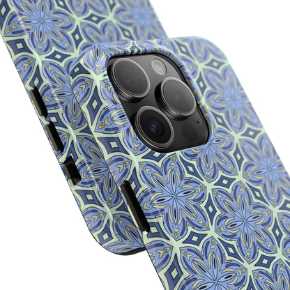 Pale Cornflower Blue and Yellow Phone Case – Geometric Floral Protective Cover for iPhone & Android Models