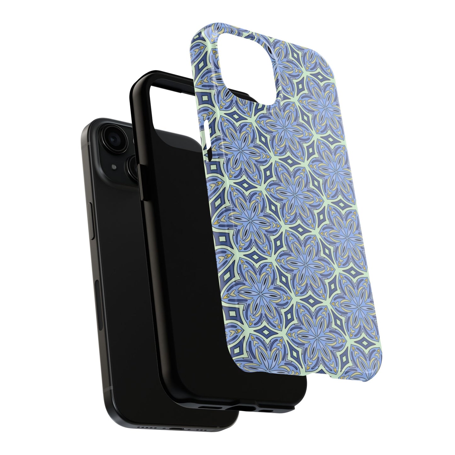 Pale Cornflower Blue and Yellow Phone Case – Geometric Floral Protective Cover for iPhone & Android Models