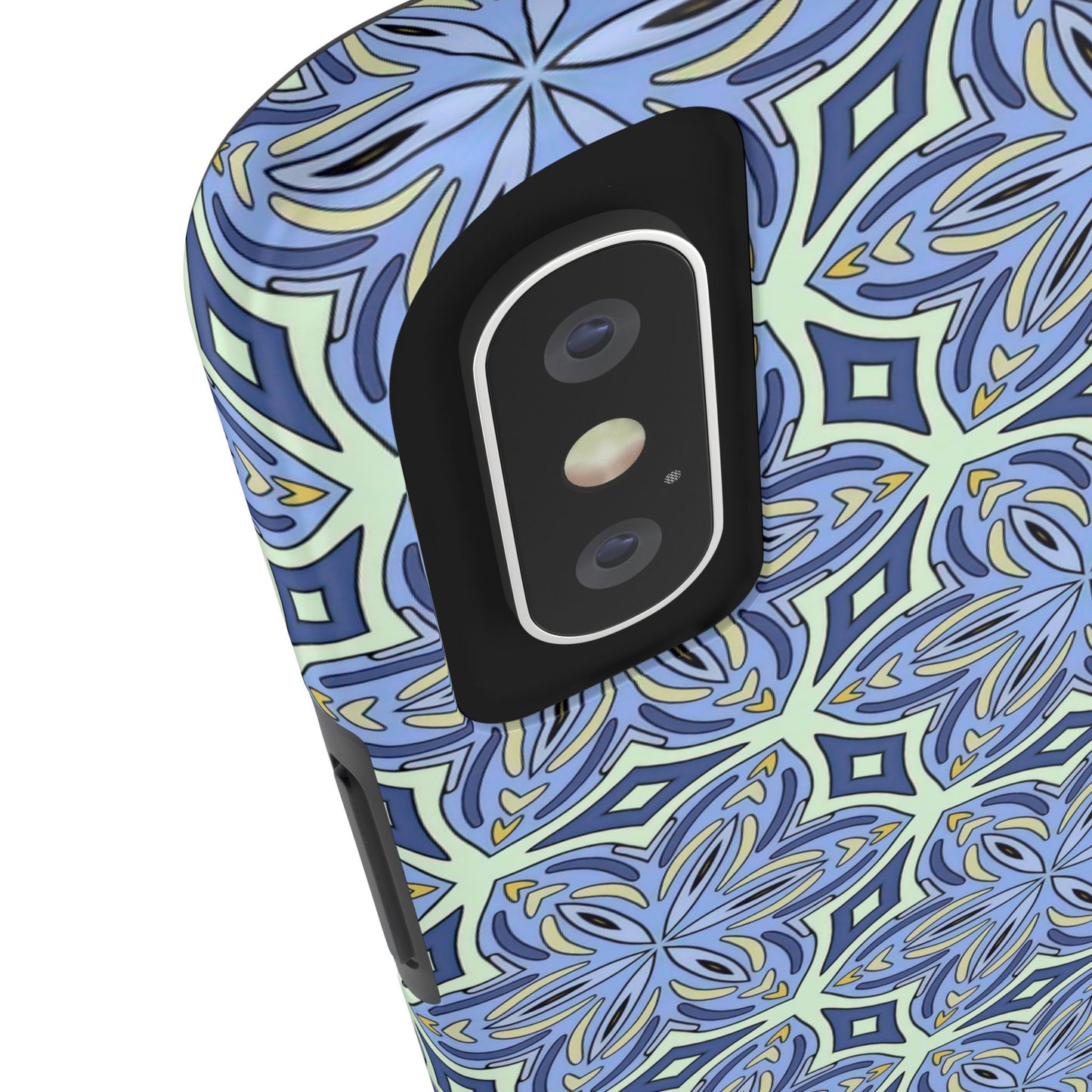 Pale Cornflower Blue and Yellow Phone Case – Geometric Floral Protective Cover for iPhone & Android Models