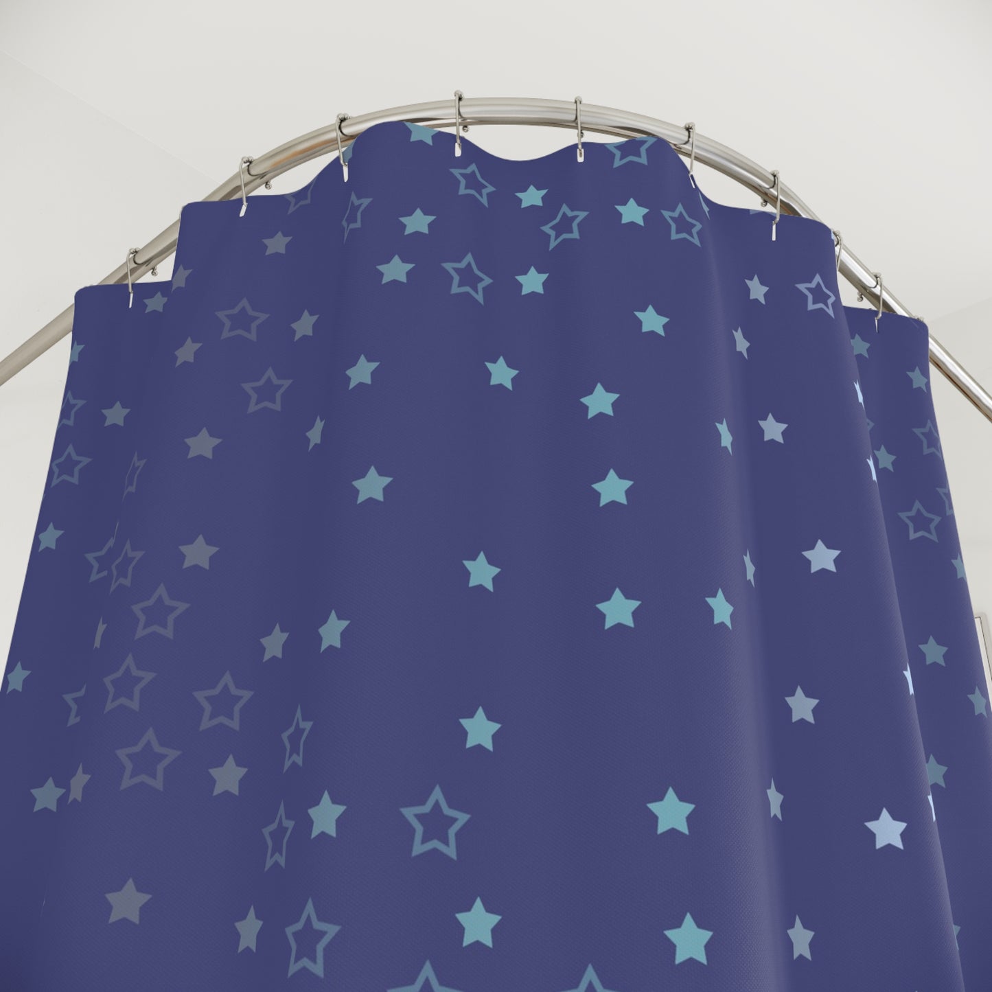 Blue Starfall Shower Curtain – Celestial Night Sky Bathroom Decor, Blue Star Galaxy-Inspired Curtain
