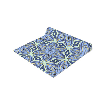 Pale Cornflower Blue and Yellow Table Runner – Elegant Floral Dining Decor for Modern and Traditional Settings
