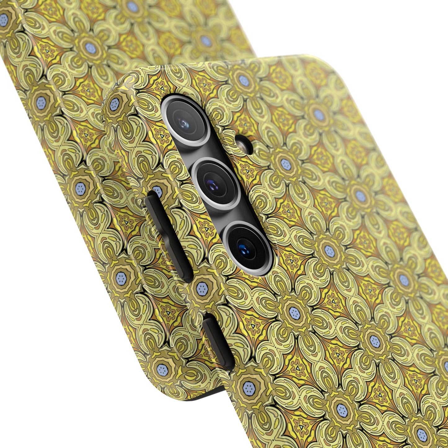 Retro Yellow Flowers Pattern Phone Case – Vibrant Geometric Floral Design for iPhone & Samsung