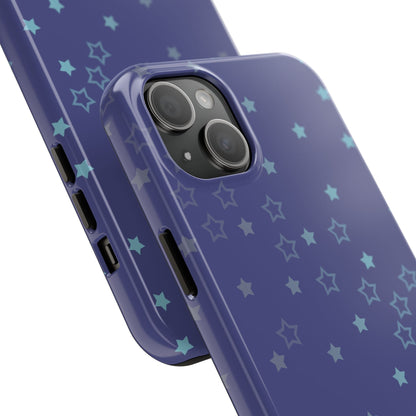 Blue Starfall Tough Phone Case – Celestial Blue Star Cover, Galaxy-Inspired Night Sky iPhone Accessory