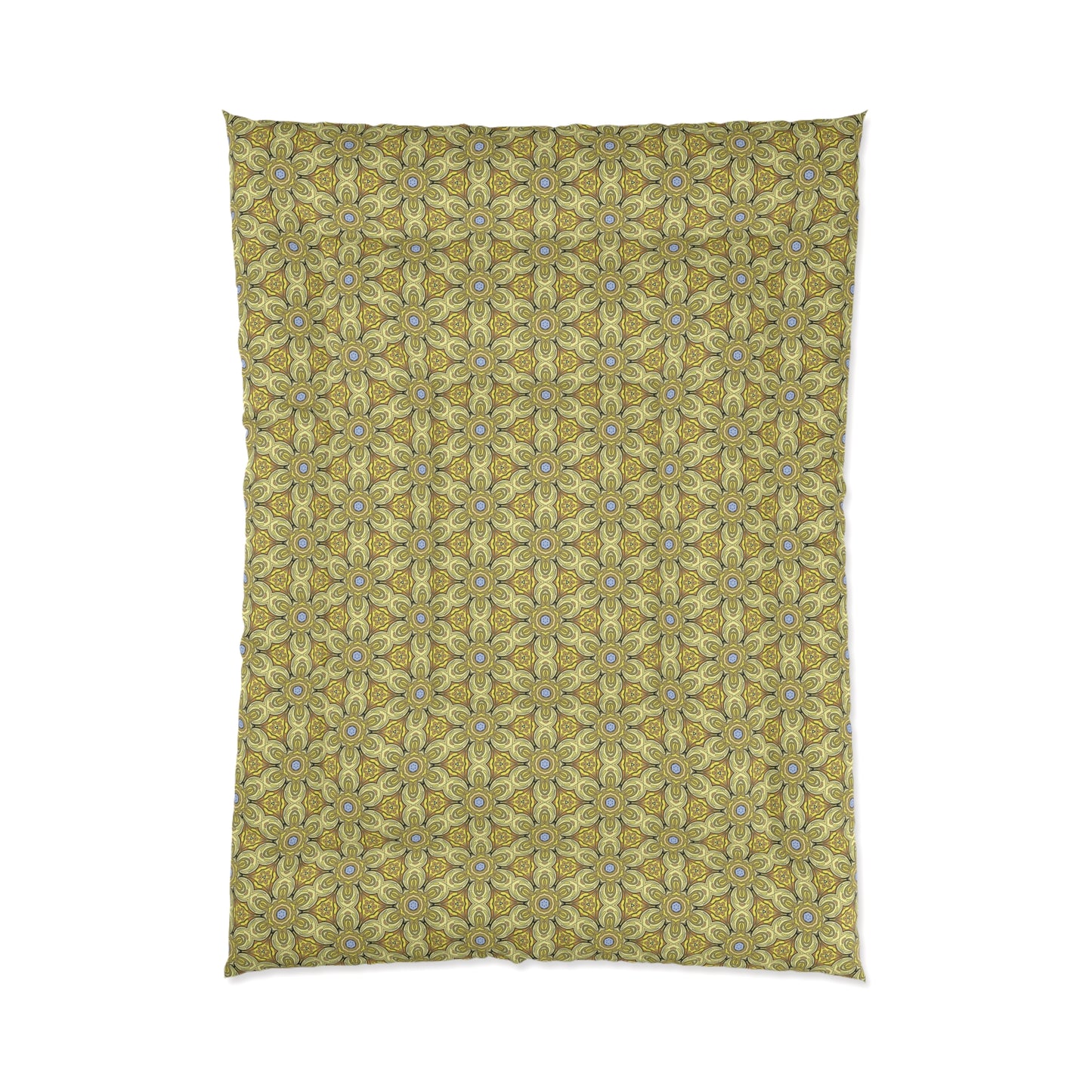 Retro Yellow Flowers Comforter – Geometric Floral Bedding for Modern & Boho Bedrooms