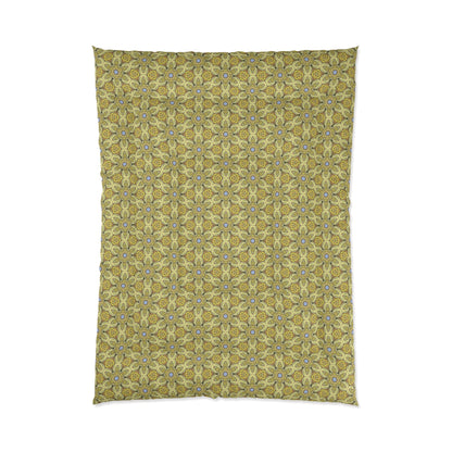 Retro Yellow Flowers Comforter – Geometric Floral Bedding for Modern & Boho Bedrooms