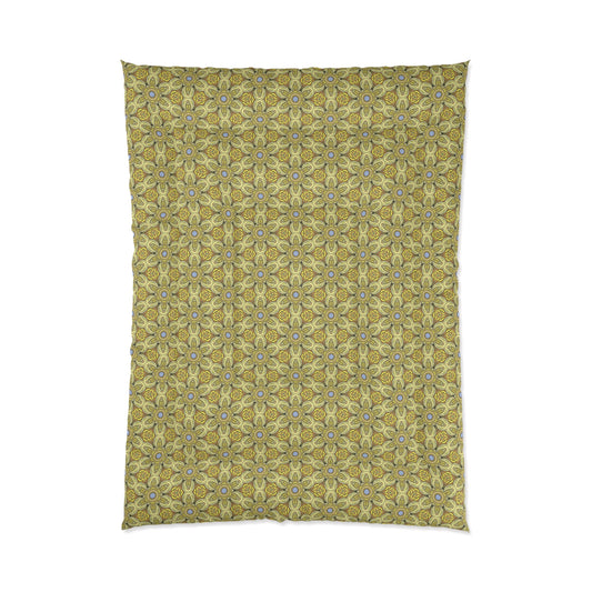 Retro Yellow Flowers Comforter – Geometric Floral Bedding for Modern & Boho Bedrooms
