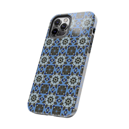 Blue Quilt Pattern Phone Case – Geometric Floral Protective Cover for iPhone & Android Models