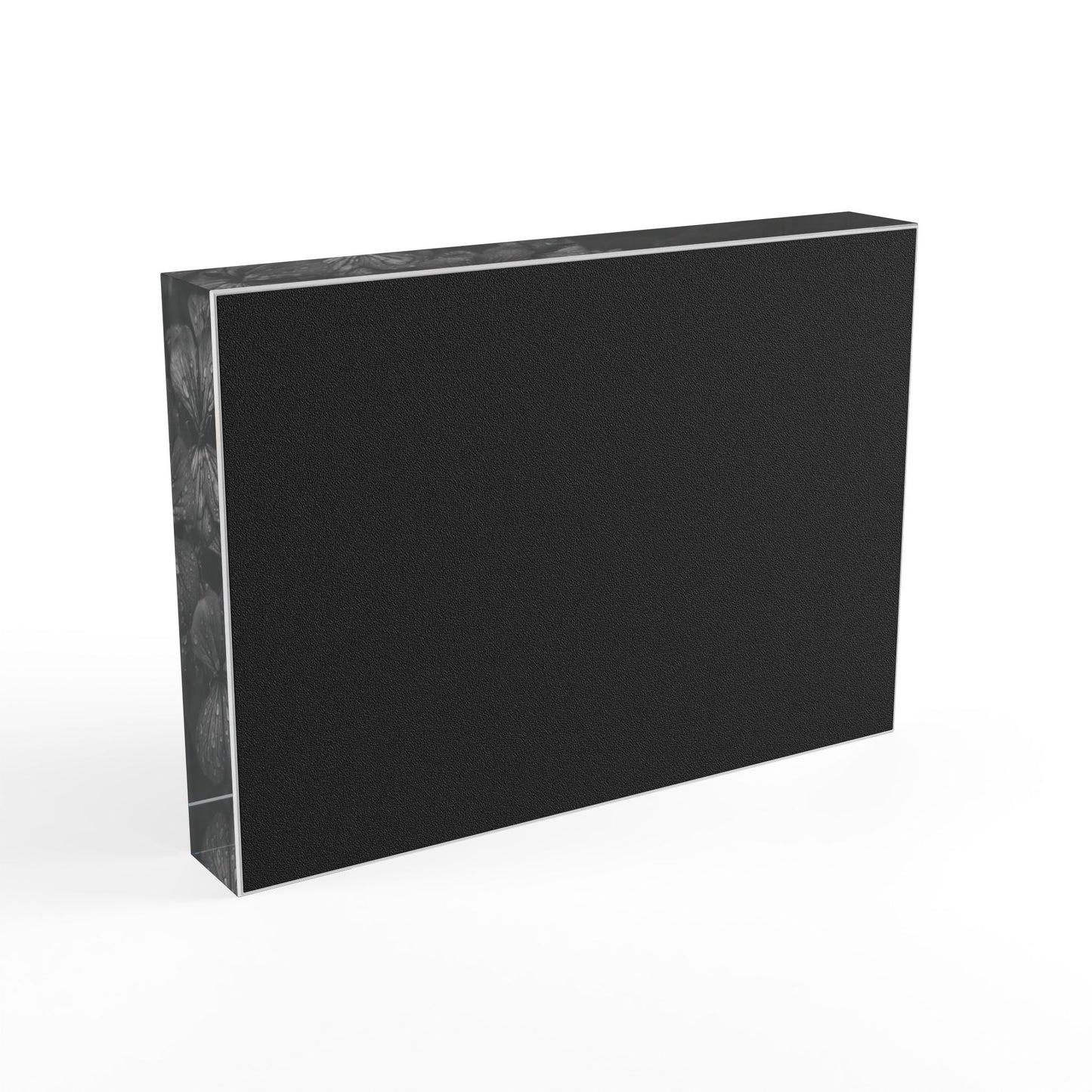 Geranium After a Light Rain Acrylic Block – Modern Moody Black and White Floral Botanical Home Decor Accent
