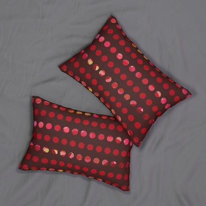 Red Polka Dot Lumbar Pillow – Bold Burgundy and Pink Accent Throw Pillow for Modern or Eclectic Home Decor
