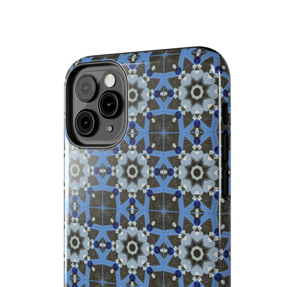 Blue Quilt Pattern Phone Case – Geometric Floral Protective Cover for iPhone & Android Models