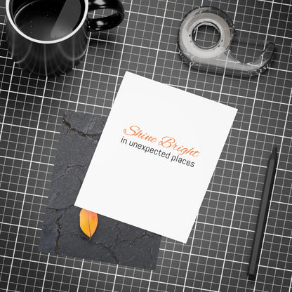 Orange Leaf on Black Concrete Inspirational Postcard – Minimalist Autumn Decor for Modern Homes