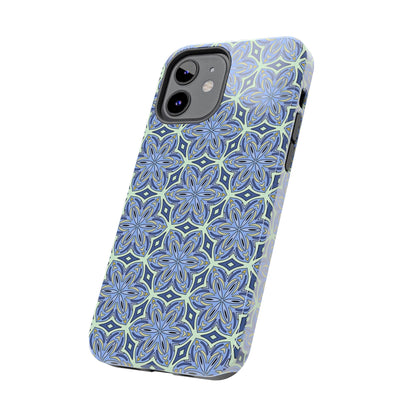 Pale Cornflower Blue and Yellow Phone Case – Geometric Floral Protective Cover for iPhone & Android Models