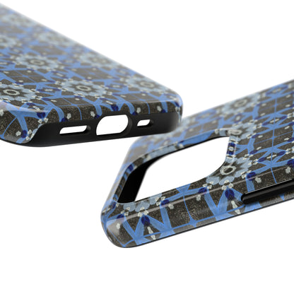 Blue Quilt Pattern Phone Case – Geometric Floral Protective Cover for iPhone & Android Models