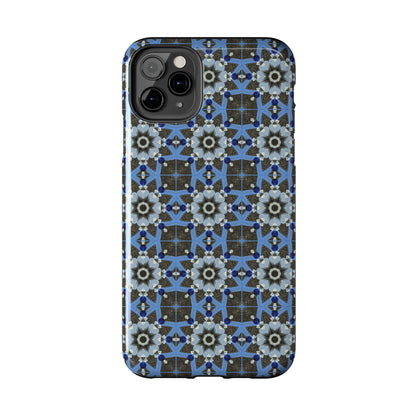 Blue Quilt Pattern Phone Case – Geometric Floral Protective Cover for iPhone & Android Models