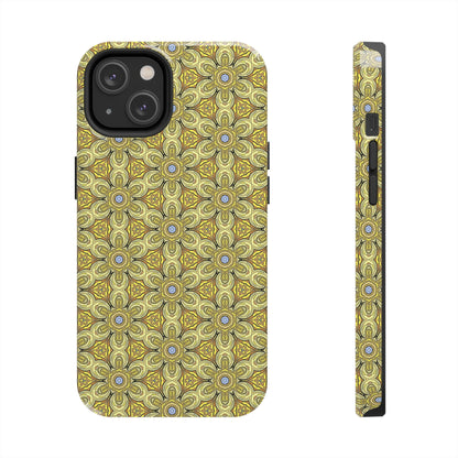 Retro Yellow Flowers Pattern Phone Case – Vibrant Geometric Floral Design for iPhone & Samsung