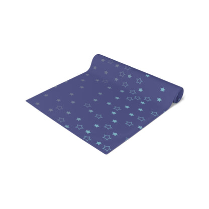 Blue Starfall Table Runner – Celestial Night Sky Decor, Blue Star Table Accent for Dining or Events