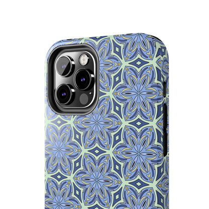 Pale Cornflower Blue and Yellow Phone Case – Geometric Floral Protective Cover for iPhone & Android Models