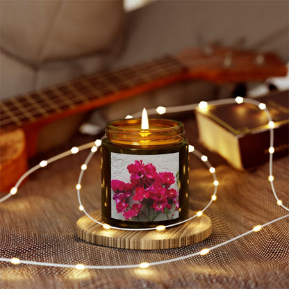 Bougainvillea Against White Stucco Wall Jar Candle – Mediterranean Floral Photo Candle for Elegant Home Decor