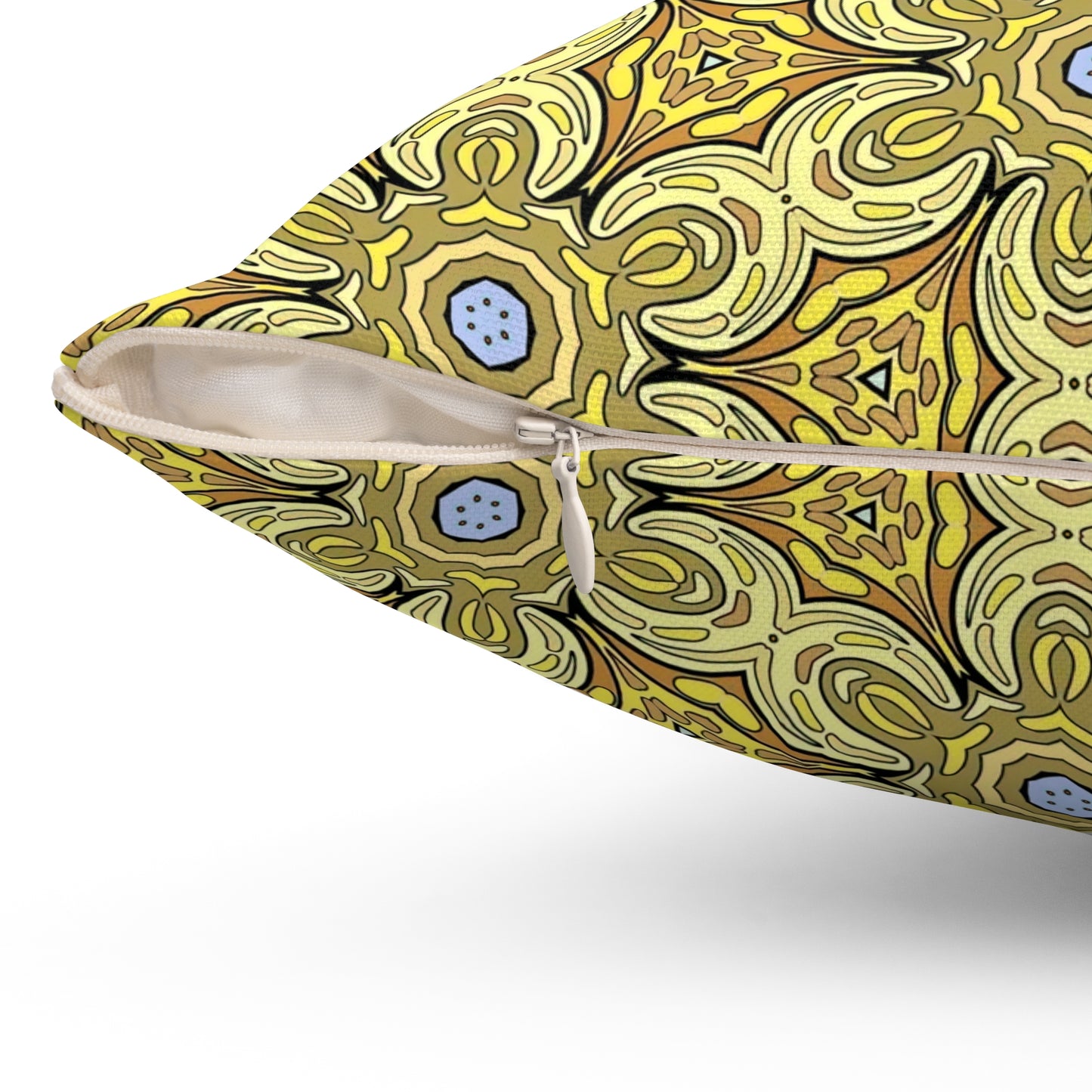 Retro Yellow Flowers Decorative Square Pillow – Geometric Floral Accent Pillow for Modern Decor