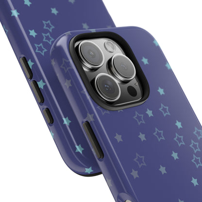 Blue Starfall Tough Phone Case – Celestial Blue Star Cover, Galaxy-Inspired Night Sky iPhone Accessory