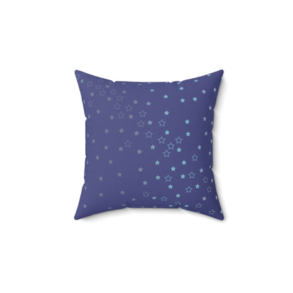 Blue Starfall Square Pillow – Spun Polyester Decorative Cushion with Geometric Pattern on Blue Background