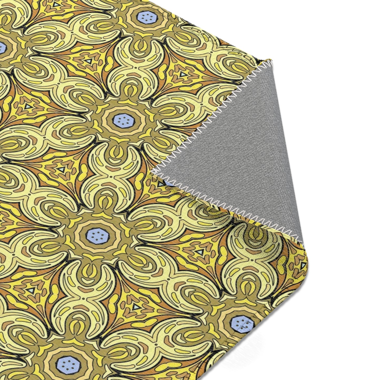 Retro Yellow Flowers Area Rug – Colorful Geometric Floral Rug for Modern Home Decor