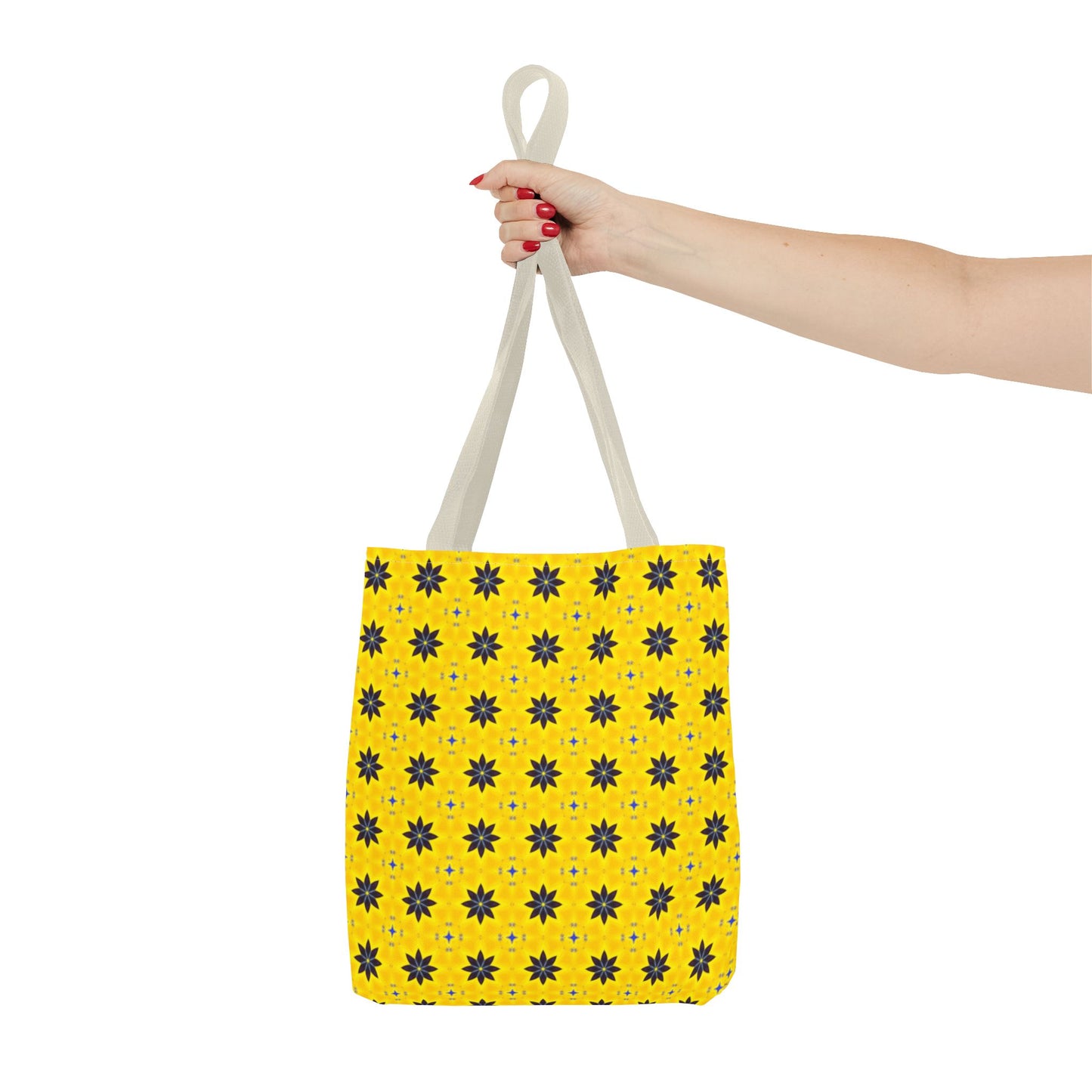 Navy Blue Flowers Tote Bag – Bold Floral Canvas Tote for Boho Chic Style