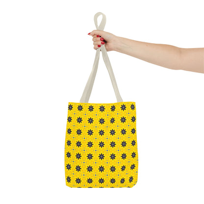Navy Blue Flowers Tote Bag – Bold Floral Canvas Tote for Boho Chic Style