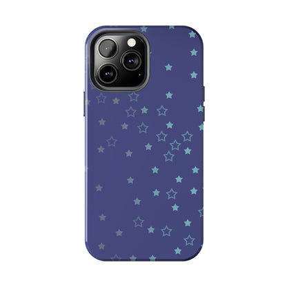 Blue Starfall Tough Phone Case – Celestial Blue Star Cover, Galaxy-Inspired Night Sky iPhone Accessory