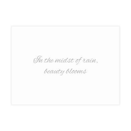 Geranium After a Light Rain Postcard – Moody Botanical Photography, Monochrome Floral Stationery for Thoughtful Correspondence