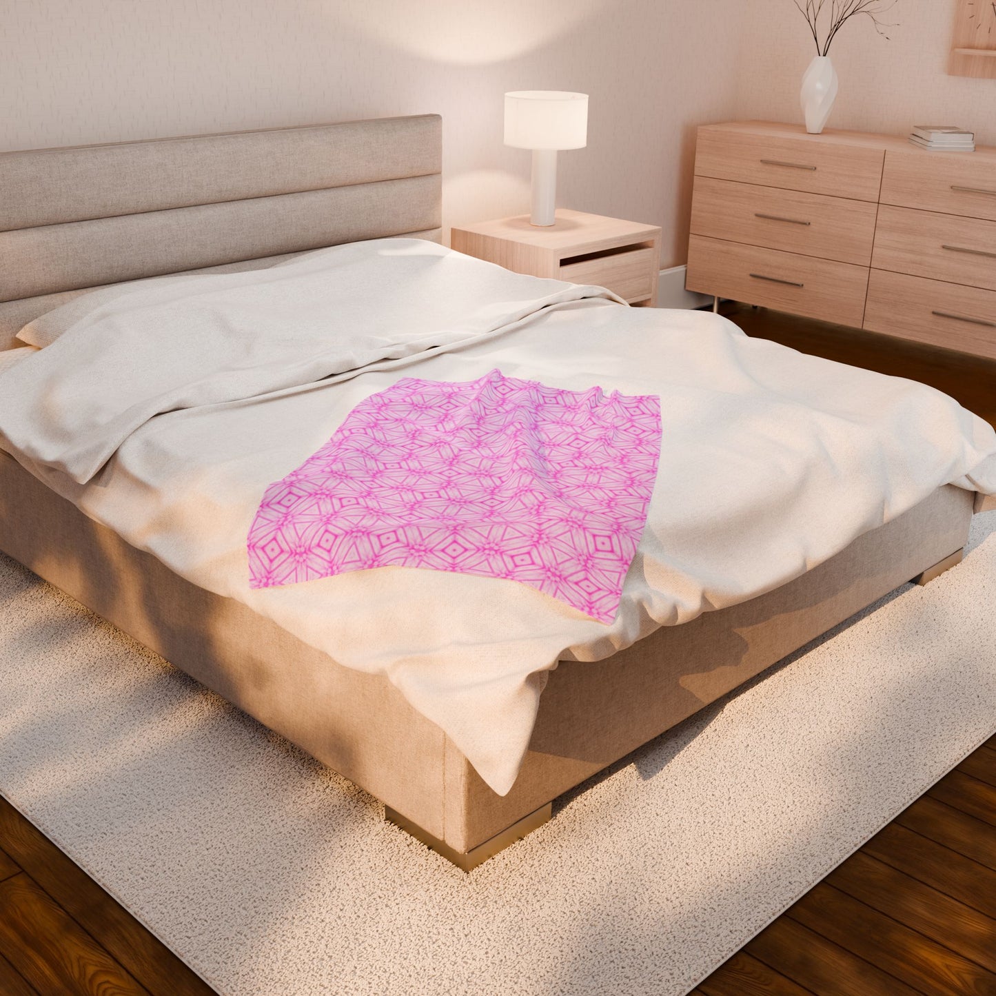 Cherry Blossom Patchwork Velveteen Plush Blanket – Pink Cozy Sakura Floral Throw,Japanese Cherry Blossom Soft Throw