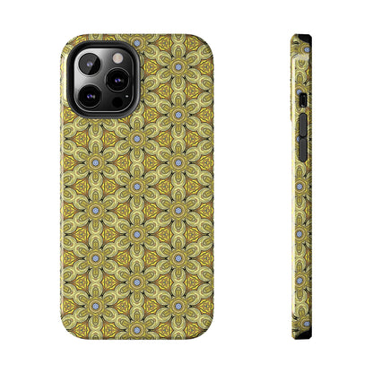 Retro Yellow Flowers Pattern Phone Case – Vibrant Geometric Floral Design for iPhone & Samsung