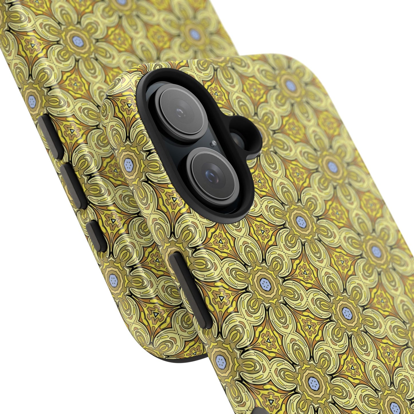 Retro Yellow Flowers Pattern Phone Case – Vibrant Geometric Floral Design for iPhone & Samsung