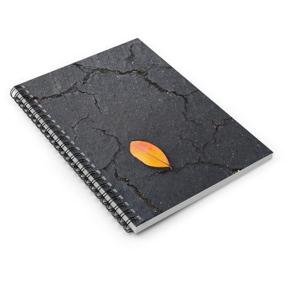Orange Leaf on Black Concrete Notebook – Urban Autumn Journal for Minimalist Fall Writing and Modern Rustic Style