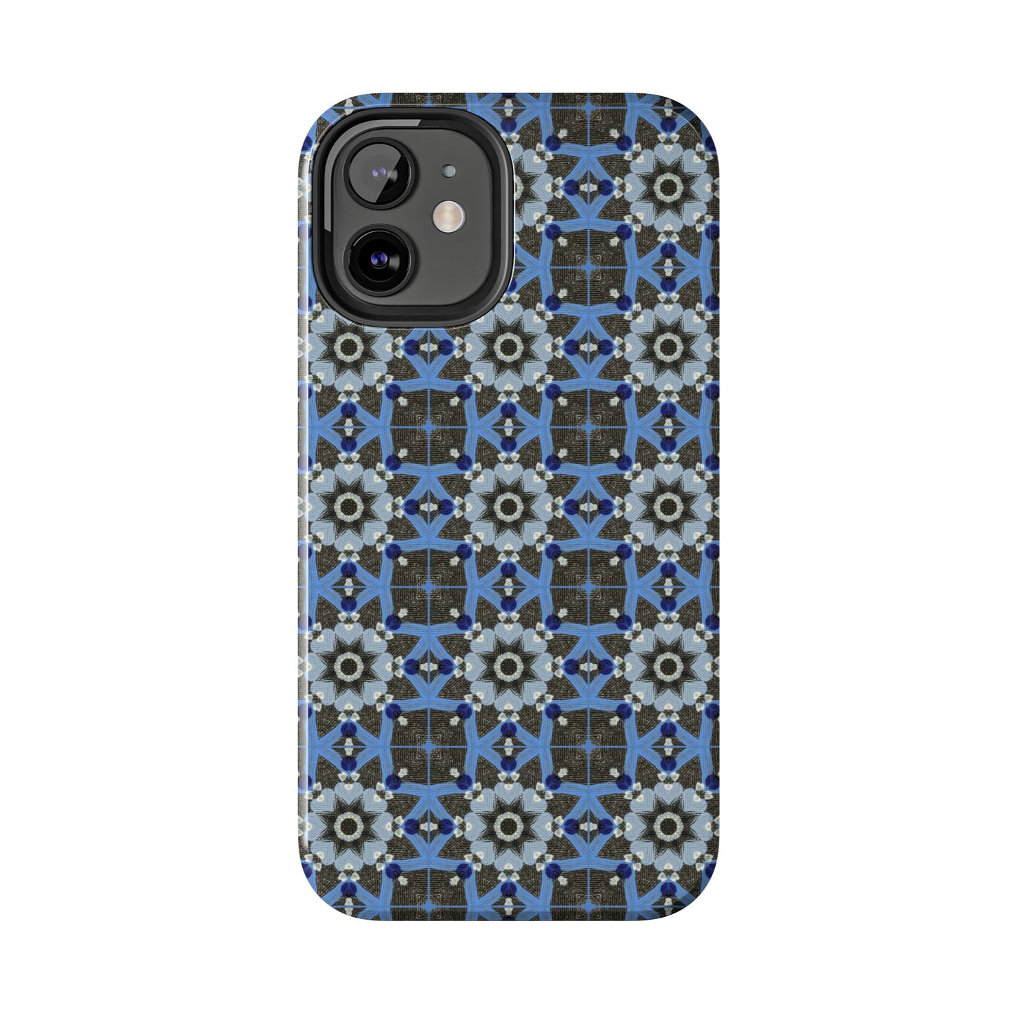 Blue Quilt Pattern Phone Case – Geometric Floral Protective Cover for iPhone & Android Models