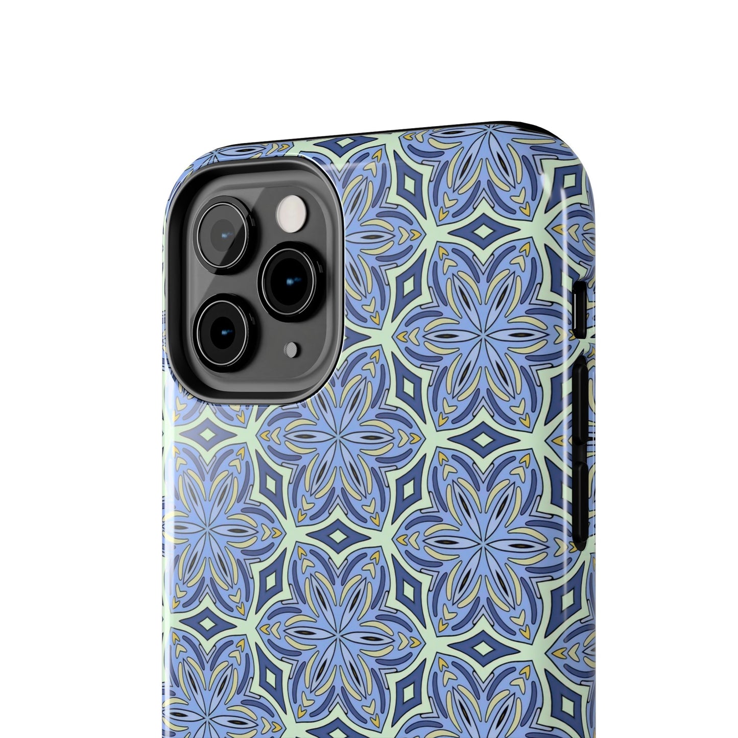Pale Cornflower Blue and Yellow Phone Case – Geometric Floral Protective Cover for iPhone & Android Models