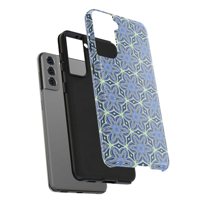 Pale Cornflower Blue and Yellow Phone Case – Geometric Floral Protective Cover for iPhone & Android Models
