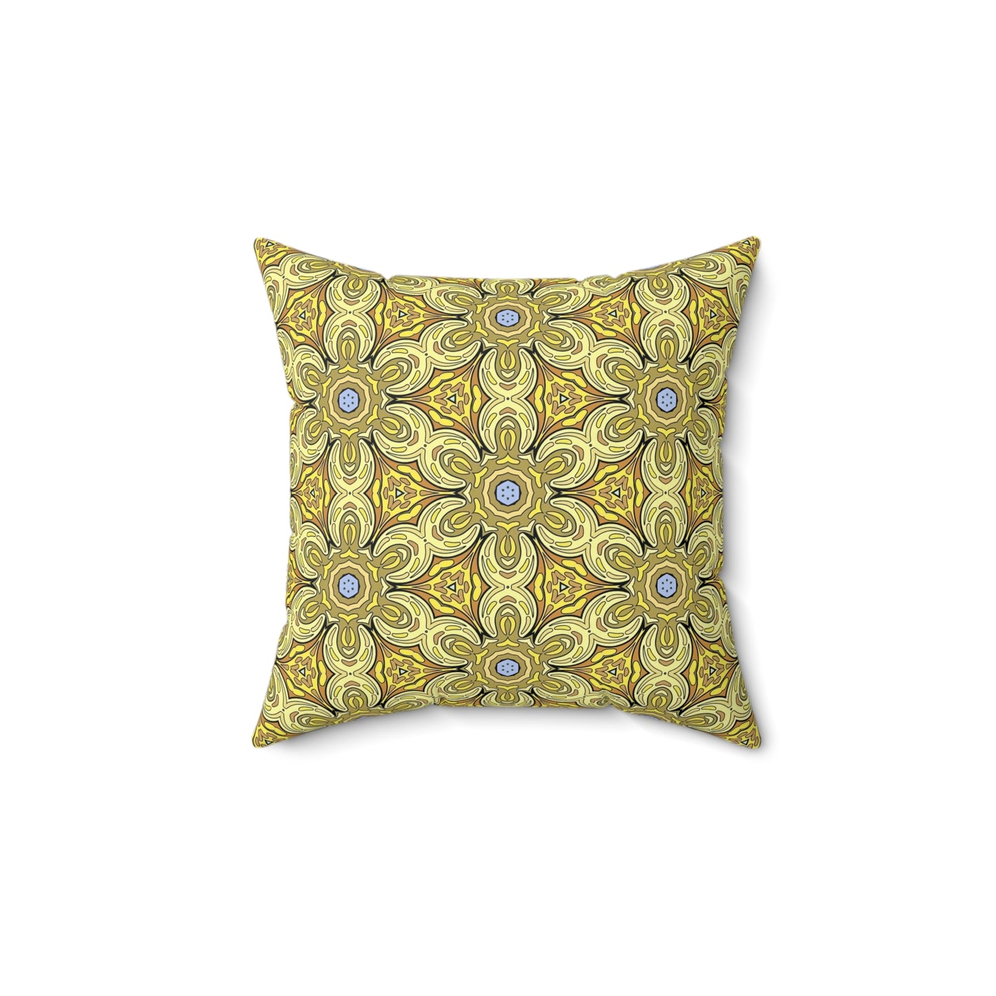 Retro Yellow Flowers Decorative Square Pillow – Geometric Floral Accent Pillow for Modern Decor