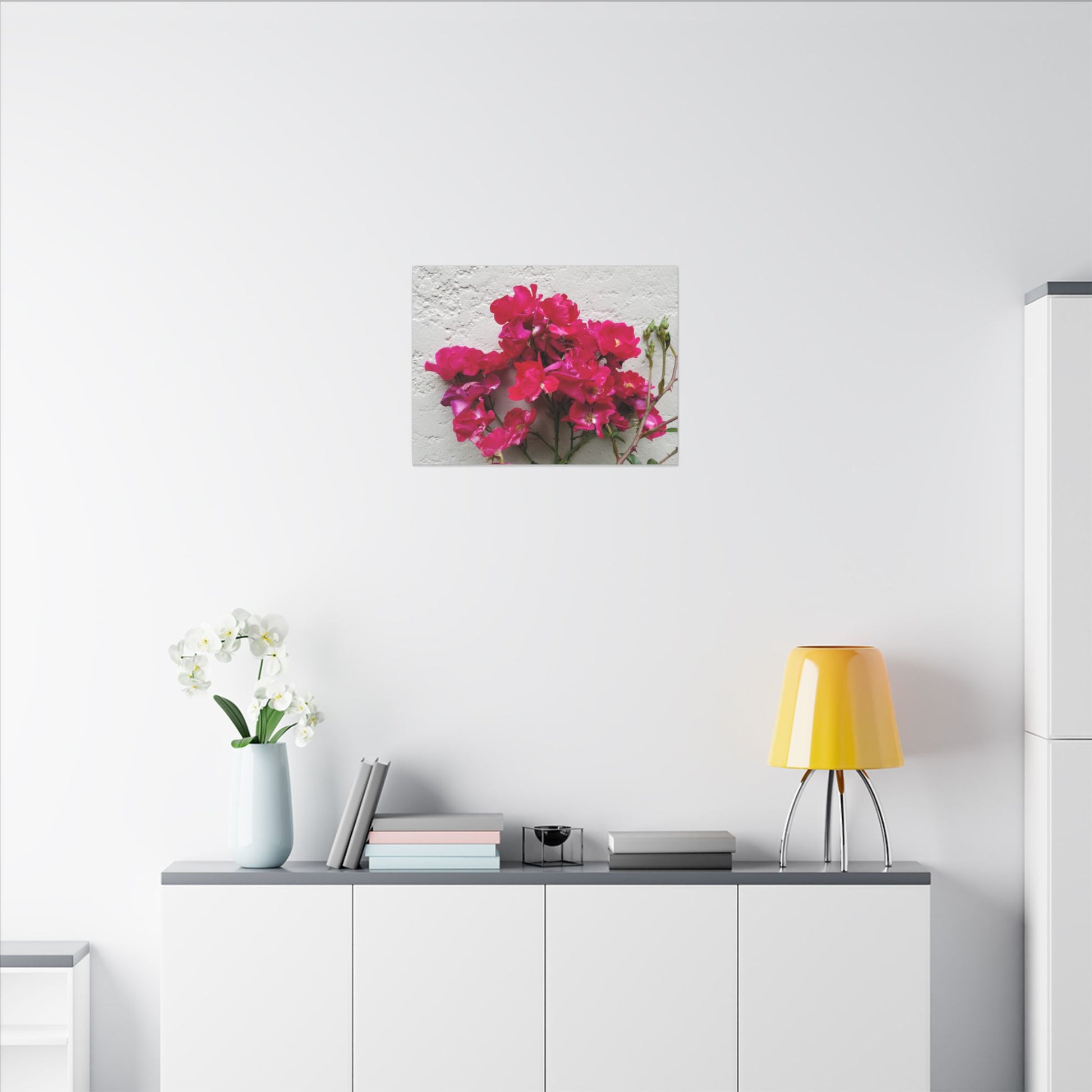 Soft glam canvas print featuring pink floral photography